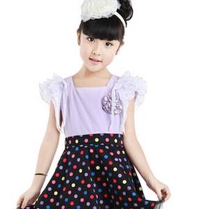 湖州织里韩版夏季新款猫咪卡通大眼睛女中小童装短袖牛仔套装批发